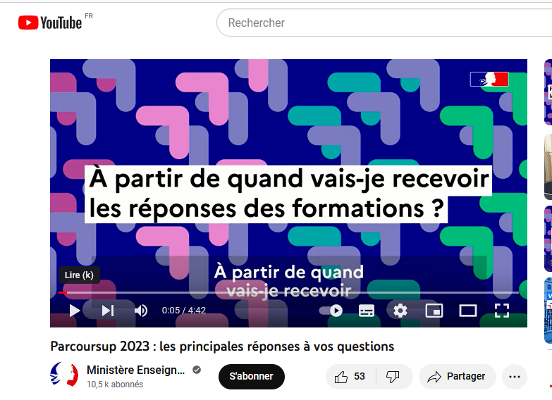  Vidéos Questions Parcoursup 